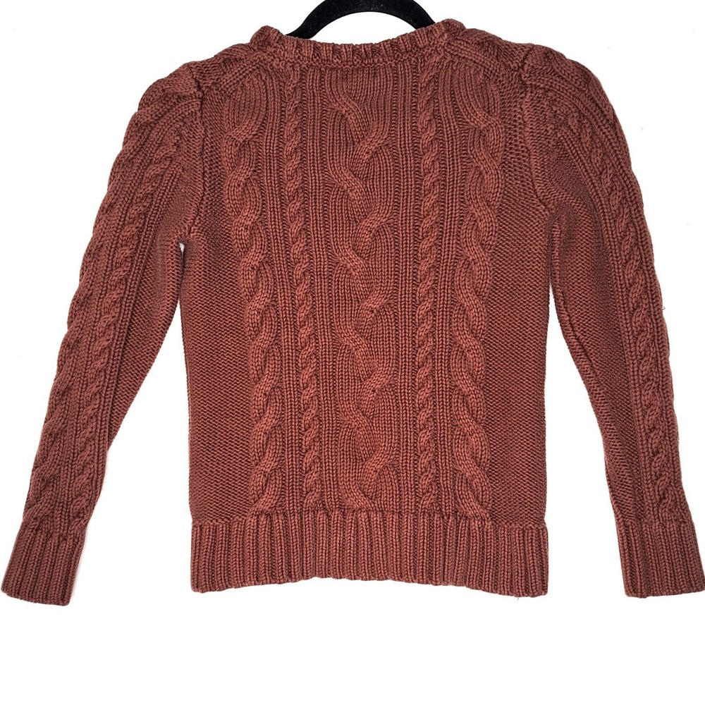 LL Bean Cable Knit Sweater Womens XS Petite Terracotta Cotton Crewneck Pullover - Picture 6 of 15
